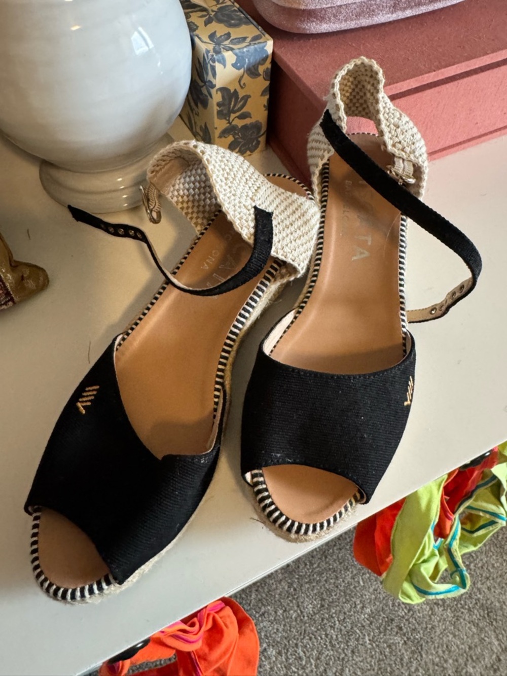 Viscata Barcelona Black Woven Espadrille Slingback Sandals - Women's